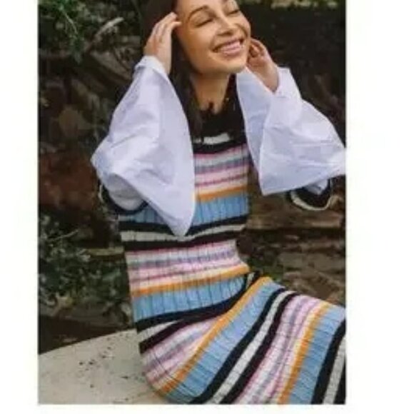 NWT Anthropologie Endless Rose Stripped CARADISCLOTHED Sweater MIDI Dress. M - Picture 2 of 4